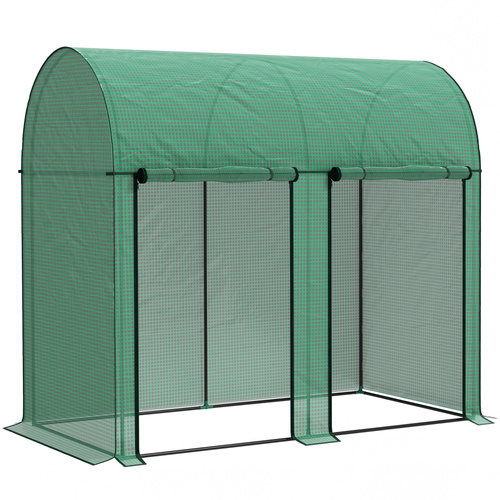 Outsunny 200 x 100cm Walk-In Greenhouse, with Zipped Doors - Green