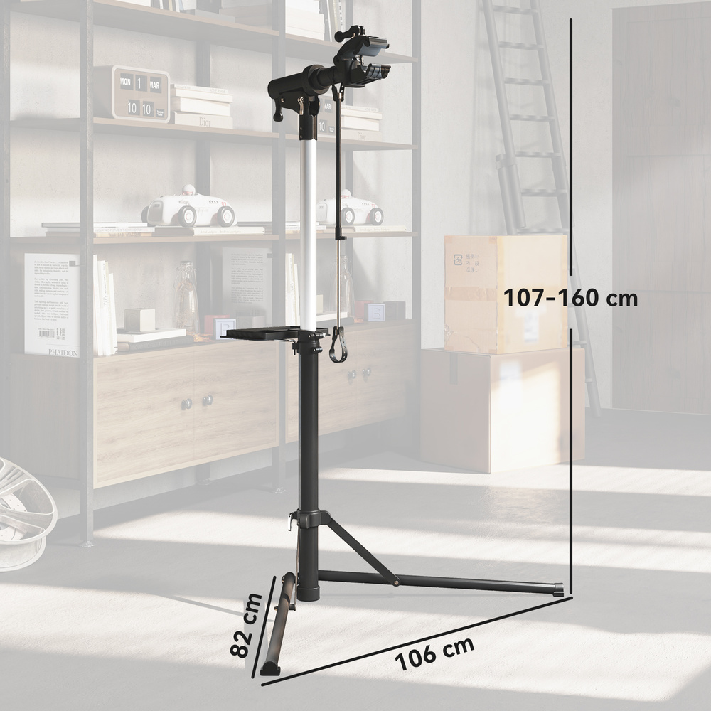 HOMCOM Bike Repair Stand, Max Load 40kg, Foldable, Height Adjustable, for Road Bike, Mountain Bike, E-bike