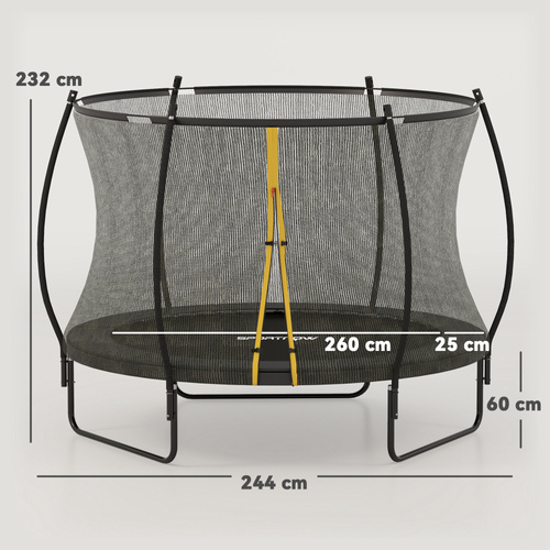 SPORTNOW 8ft Outdoor Trampoline with Enclosure Net, Spring Cover, Black