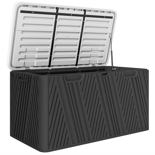 Outsunny 380L Waterproof Outdoor Storage Box, with Lockable Lid - Black