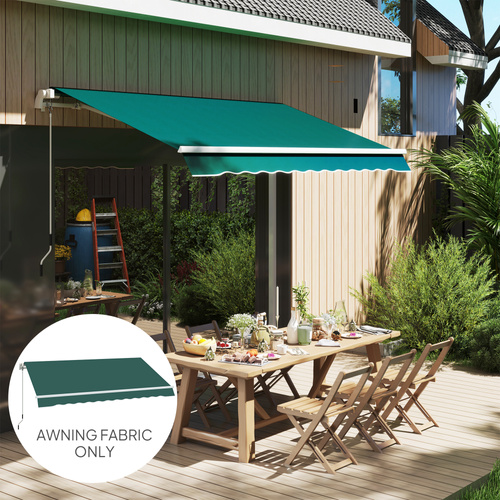 Outsunny Awning Replacement Canopy, Water Resistant UPF 50+ Sun Shade Cover for 3 x 2.5 m Garden Awning (Fabric Only), Green