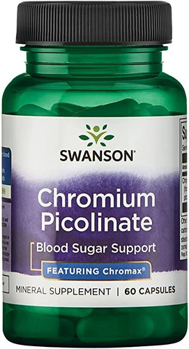Swanson Chromium Picolinate 200mcg z Chromax na Prawidłowy Poziom Cukru 60 Kapsułek