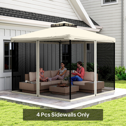 Outsunny 302 x 207cm Universal Replacement Mesh Sidewall Netting for Patio Gazebos and Canopy Tents, (Sidewall Only) Cream White