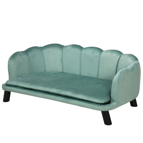 PawHut Dog Sofa, Pet Couch Bed for Medium, Large Dogs, with Legs, Cushion - Green