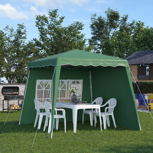 Outsunny 2.4 x 2.4m Two Wall Pop Up Gazebo - Green