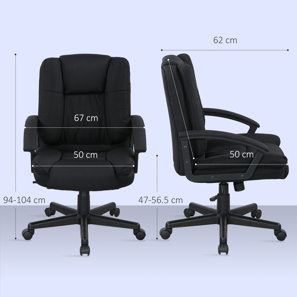 HOMCOM Linen-Look Padded Office Chair - Black