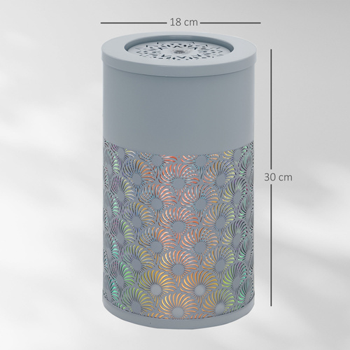 Outsunny 30 cm Tall Garden Waterfall Fountain with LED Lights and Pump, Garden Water Feature Water Fountain with Adjustable Flow and Cut-out Design for Indoor and Outdoor Decor, Light Grey