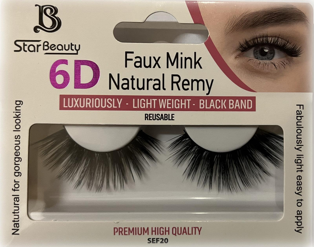 Star Beauty Professional Sztuczne Rzęsy 6D Lekkie Nadające Objętość Wielokrotnego Użytku SEF20 1 Para