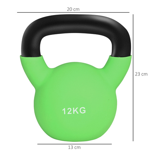 HOMCOM Kettlebell, 12kg Kettle Bell with Non-Slip Handle for Home Gym Weight Lifting and Strength Training, Green