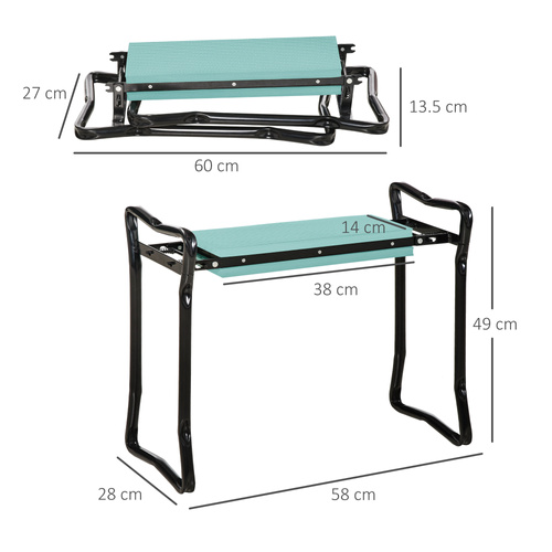 Outsunny 2 In 1 Garden Kneeler Seat Kneeling Pad Support Bench Foldable Knee Protector, Green