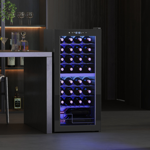 HOMCOM 32 Bottle Dual Zone 5-18℃ Wine Fridge - Black