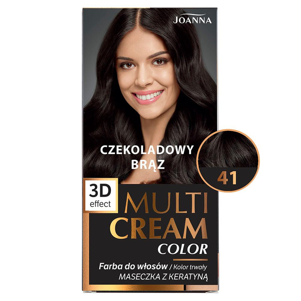 Joanna Multi Cream Trwały Intensywny Kolor Włosów Farba Pielęgnująca 41 Czekoladowy Brąz 60x40x20g
