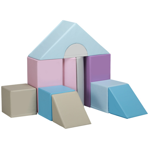 HOMCOM 11-Piece Kids Soft Play Set, Foam Block, Toys for Climbing, Crawling, Blue