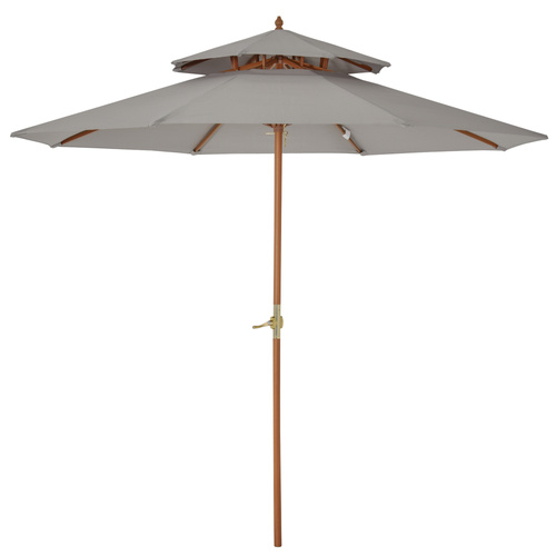 Outsunny 2.7m Elegant Wooden Frame Parasol Umbrella - Grey