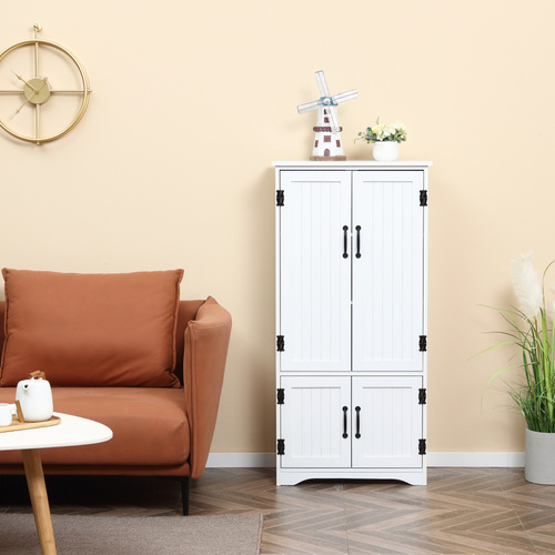 HOMCOM Accent Floor Storage Cabinet, Kitchen Cupboard Sideboard with Adjustable Shelves and 2 Lower Doors, White