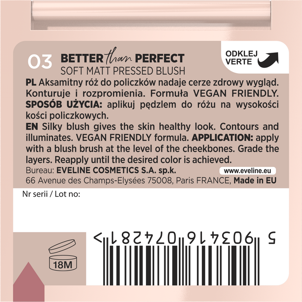 Eveline Better Than Perfect Pressed Blush No. 03 Rosewood 1 Piece