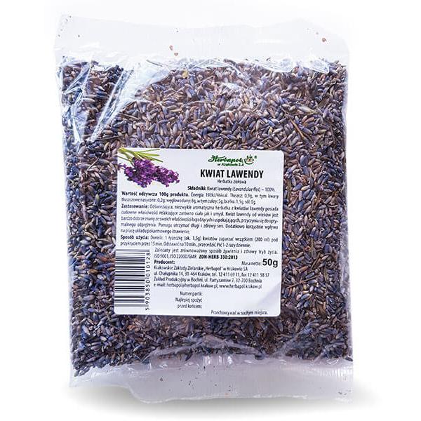 Herbapol Lavender Flower Herbal Tea for Healthy Sleep and Digestive System Support 50g