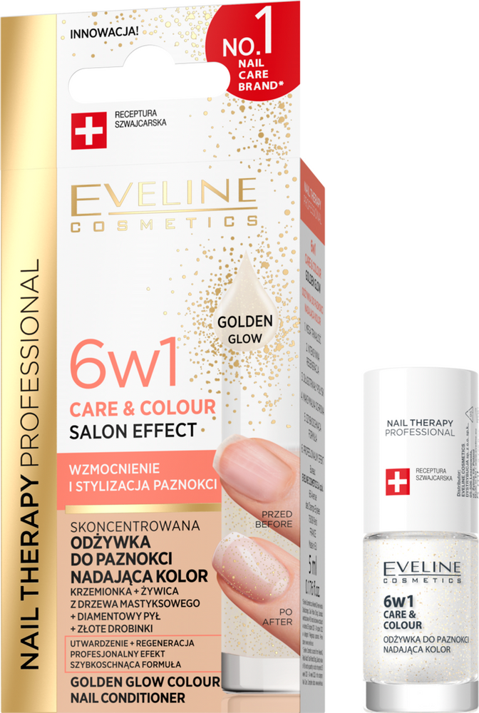 Eveline Nail Therapy Care & Colour Skoncentrowana Odżywka do Paznokci Nadająca Kolor Golden Glow 5ml