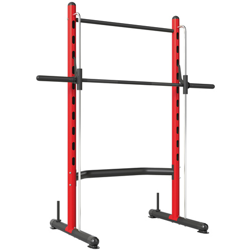SPORTNOW Pull Up Station, Power Cage with Adjustable Seat, for Home Gym - Red