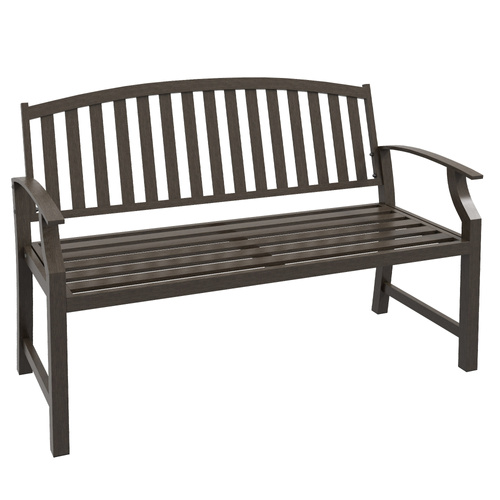 Outsunny Two-Seater Simple Metal Bench - Brown