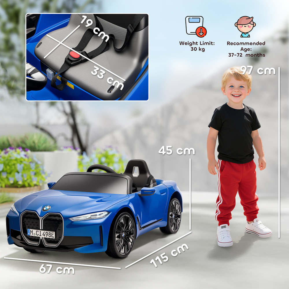 HOMCOM BMW i4 Licensed 12V Kids Electric Ride-On Car, Blue