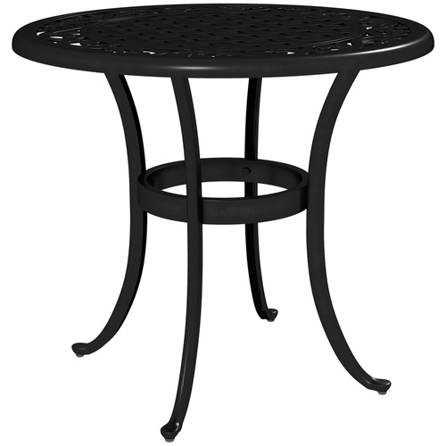 Outsunny Outdoor Garden Table, Cast Aluminium Patio End Table with Anti-slip Foot Pads for Garden, Patio, Balcony, 60 x 52.5cm, Black