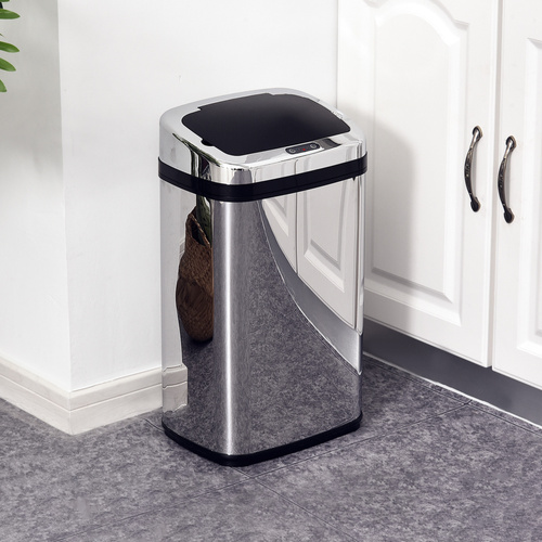 HOMCOM 30L Stainless Steel Motion Sensor Lid Bin - Silver Tone