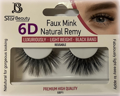 Star Beauty Professional Natural Remy Hair Eyelashes 6D Full Volume and Soft Reusable SEF01 1 Pair