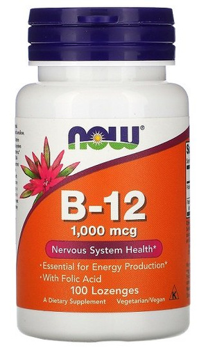 Now Foods Vitamin B-12 1000mcg Supports Cardiovascular System 100 Lozenges