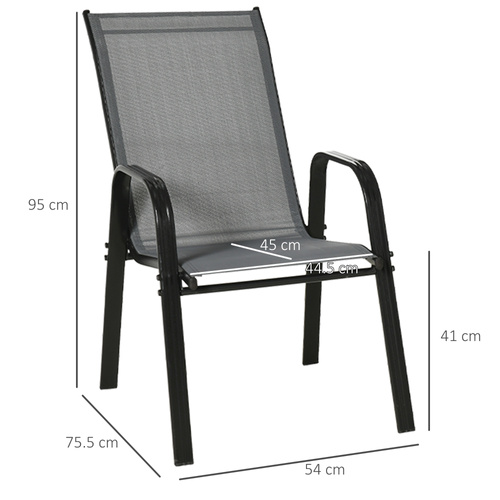 Outsunny Set of Four Stackable Mesh Seat Chairs - Dark Grey