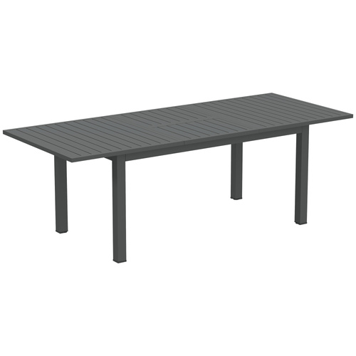 Outsunny Aluminium Extending Garden Table with Slatted Top for 6-8 Person, 160/220 x 90 x 73 cm, Grey