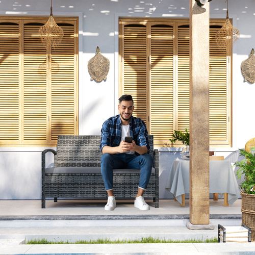 Outsunny 125L Storage Garden Bench, with Cushion - Grey