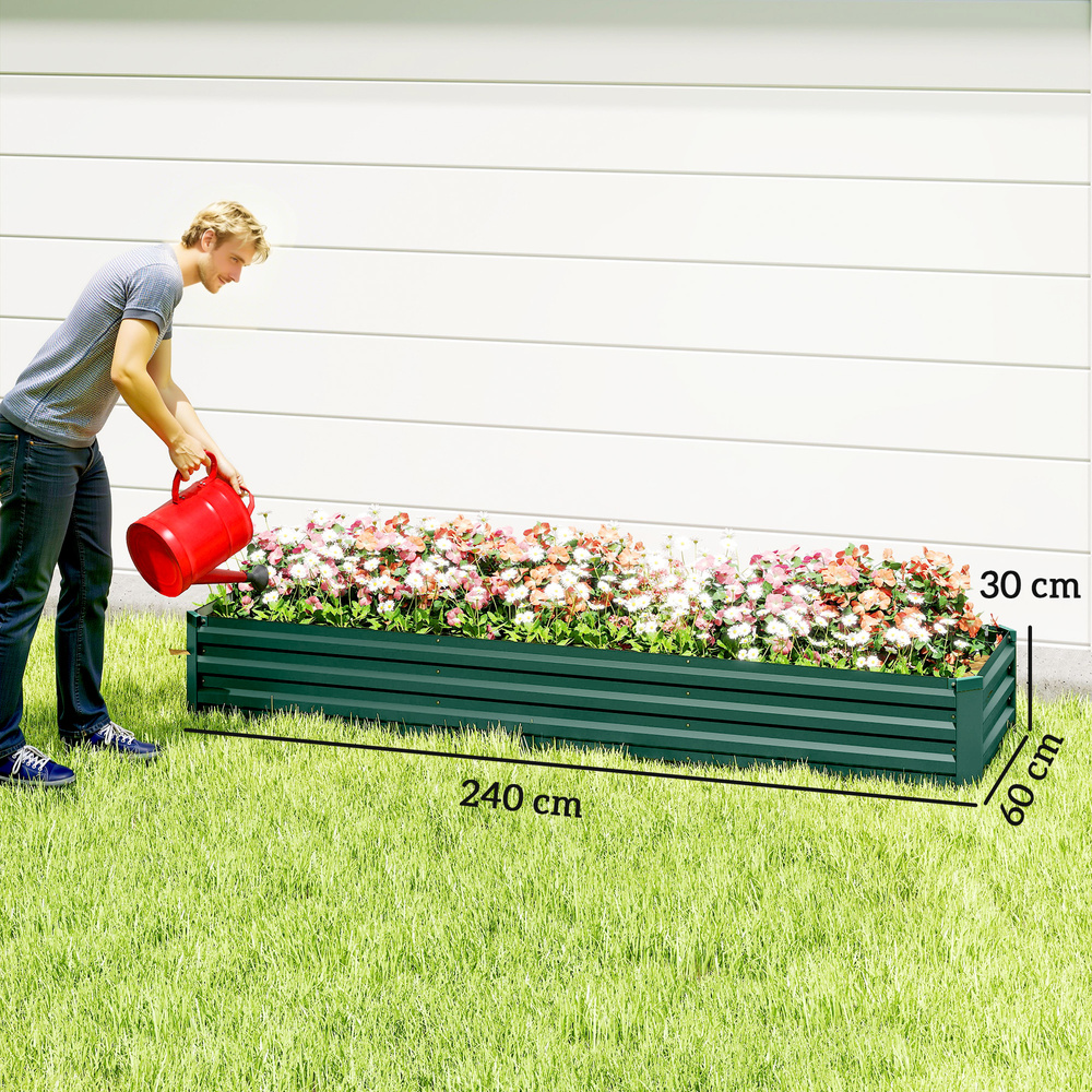Outsunny 60 x 240cm Galvanised Steel Planter, with Open Bottom