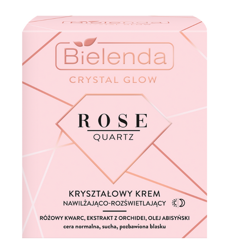 Bielenda Crystal Glow Rose Quartz Kryształowy Krem Nawilżająco-Rozświetlający dla Cery Suchej i Normalnej 50ml