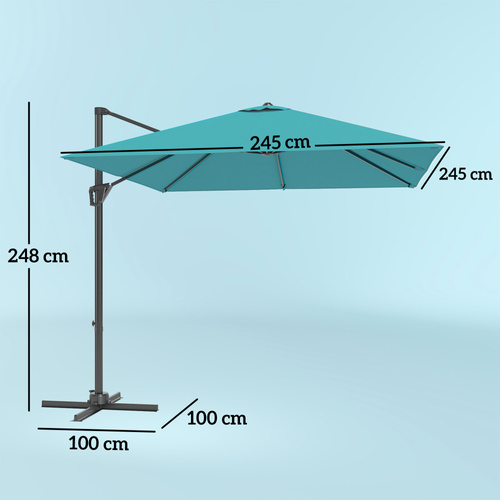 Outsunny Patio Offset Parasol Umbrella - Blue