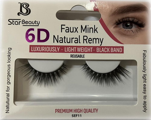 Star Beauty Professional Sztuczne Rzęsy 6D Lekkie Nadające Objętość Wielokrotnego Użytku SEF11 1 Sztuka