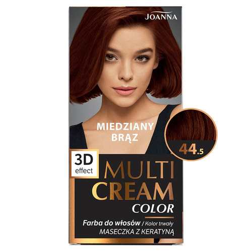 Joanna Multi Cream Trwały Intensywny Kolor Włosów Farba Pielęgnująca 44.5 Miedziany Brąz 60x40x20g