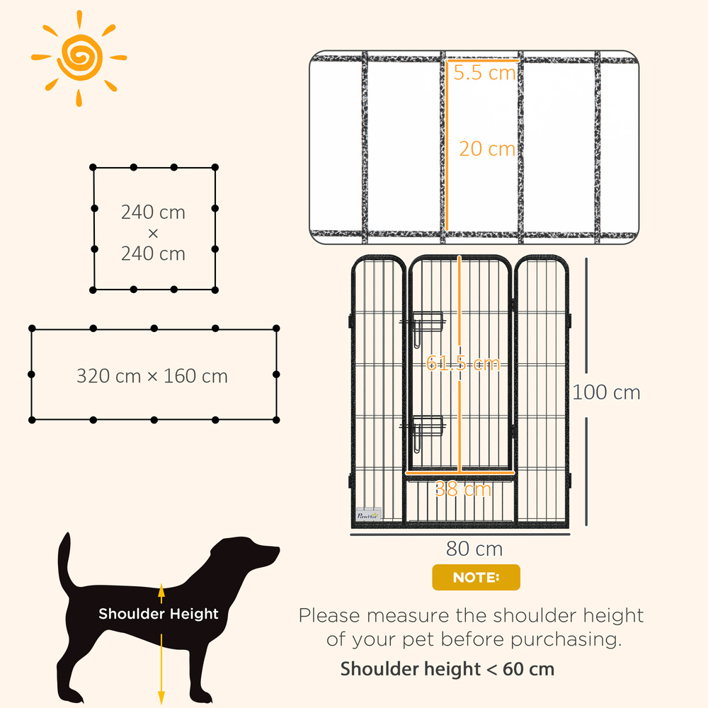 PawHut 12 Panels Heavy Duty Puppy Playpen, for Small Dogs, Indoor and Outdoor Use - Silver