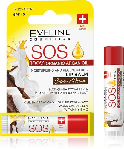 Eveline SOS Nawilżający i Regenerujący Balsam do Ust Kokos SPF10