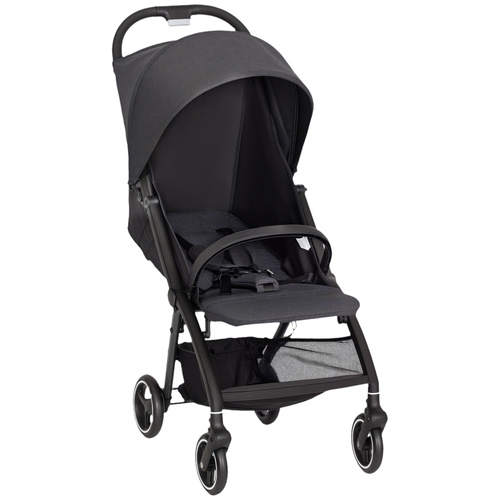 AIYAPLAY Travel Stroller, Lightweight Pushchair, Compact Buggy with Canopy, Basket and Multi-Position Recline, Dark Grey