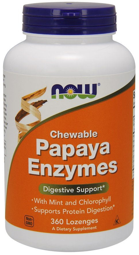 NOW Foods Chewable Papaya Enzymes Enzymy Trawienne z Papai 360 Tabletek