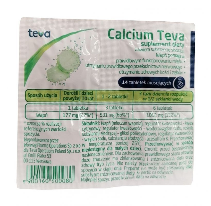 Calcium 360mg Tabletki Musujące na Mocne Kości 14 Tabletek