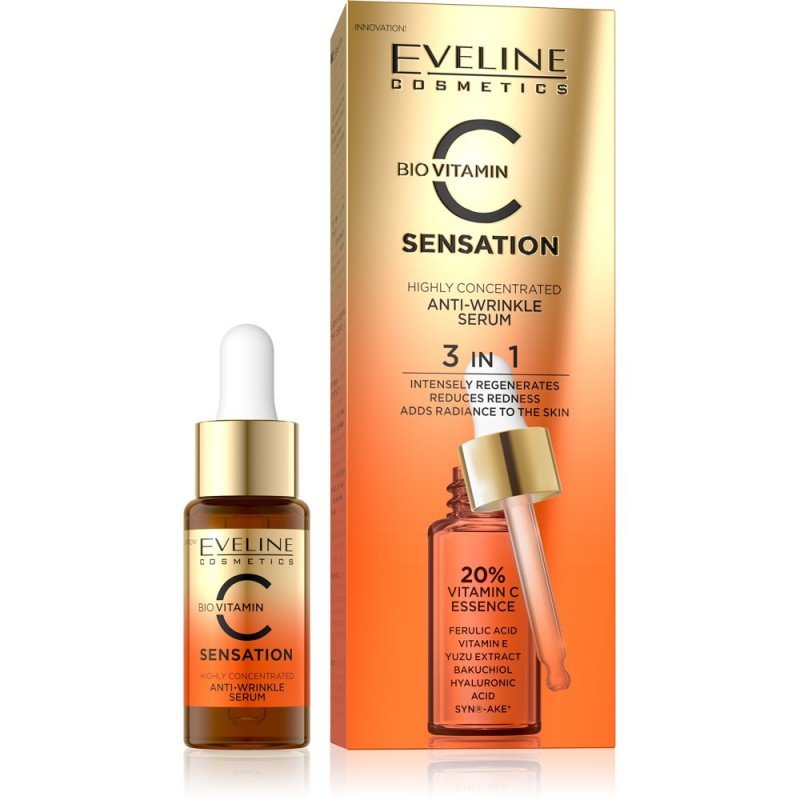 Eveline C Sensation Silnie Odmładzające Serum Przeciwzmarszczkowe z Wysokim Stężeniem Witaminy C 18ml