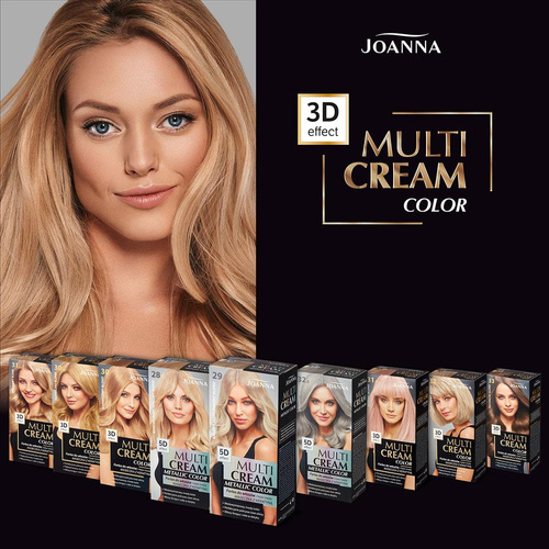 Joanna Multi Cream Trwały Intensywny Kolor Włosów Farba Pielęgnująca  30.5 Słoneczny Blond 60x40x20g