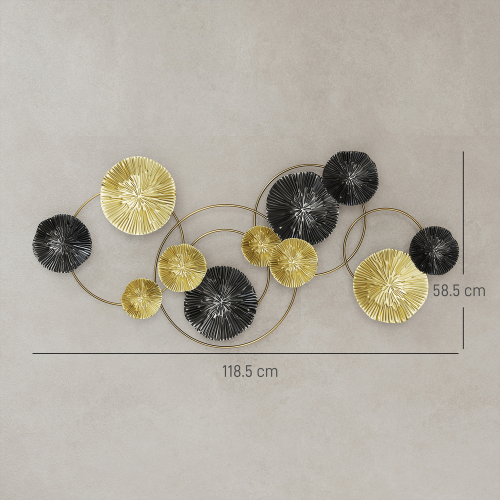 HOMCOM Metal Wall Art, Modern Hanging Wall Decor with Multi-Disc Design for Living Room