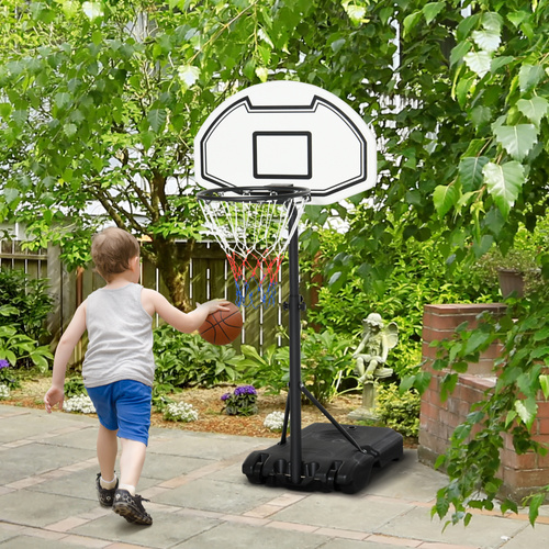 HOMCOM 94-123cm Adjustable Height Basketball Hoop and Stand