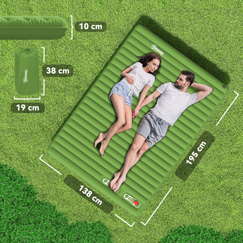 Outsunny 2 Person Camping Inflatable Mattress - Green