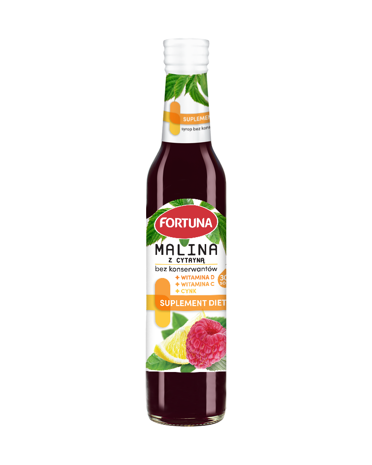 Fortuna Raspberry Lemon Syrup without Preservatives with Zinc Vitamins C and D 250ml