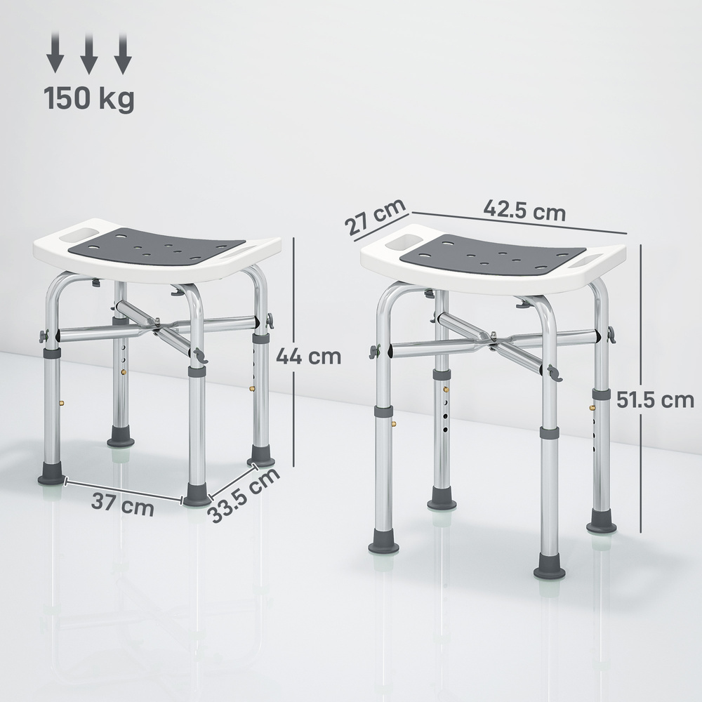 HOMCOM 44-51.5cm Aluminium Frame Shower/Bath Stool - Grey
