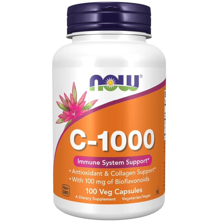 Now Foods Vitamin C-1000 Bioflawonoidy i Rutyna Wspiera Odporność Kości i Stawy 100 Kapsułek